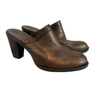 Born Sz 9 Lella Bronze Metallic Clog Mules Brown Leather Padded Boho Chic Hippie